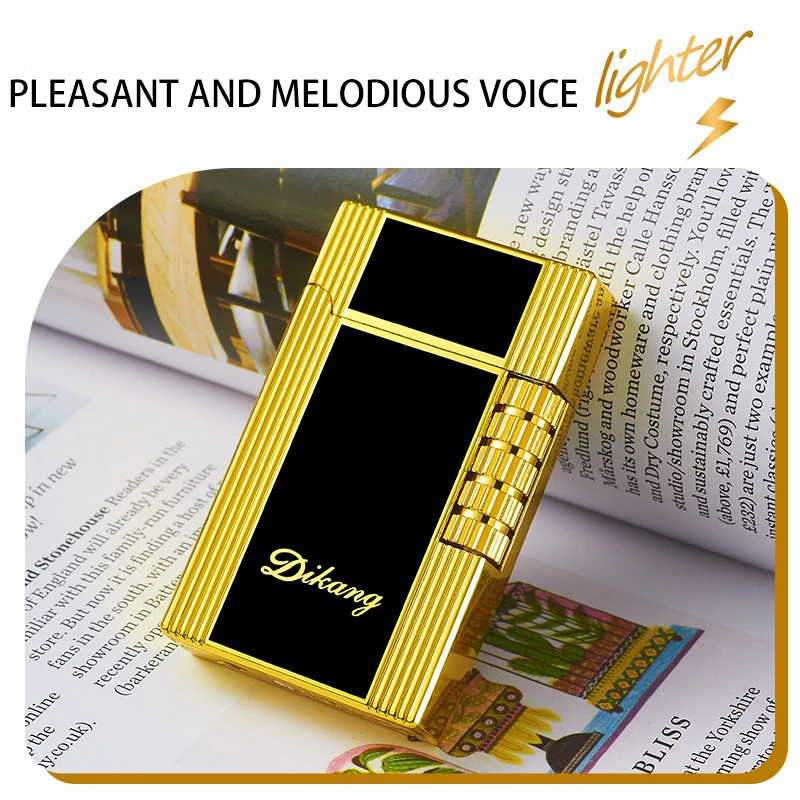 Personalized Langsheng Steel Sound Side Sliding Grinding Wheel Inflatable Lighter Luxury Atmosphere High end Gift Lighter Wholes