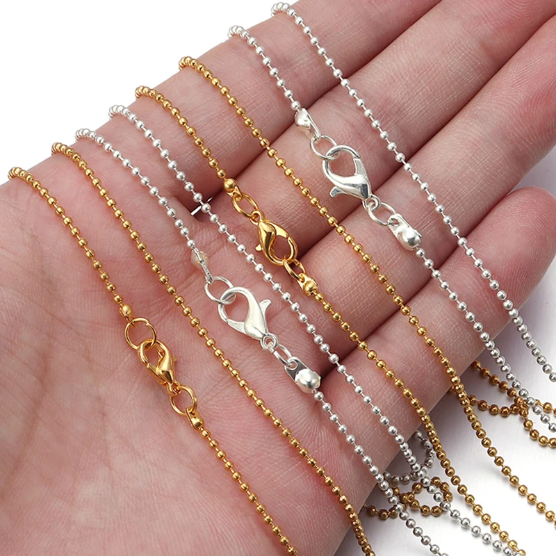 6pcsLot45cmBeadBallChainsNecklaceChainswithLobsterClaspsGold