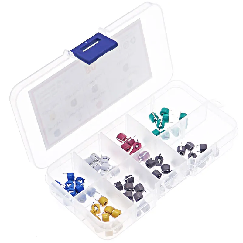 80Pcs 8value *10pcs 6mm 5pf 10pf 20pf 30pf 40pf 60pf 70pf 120P Adjustable Capacitor Variable Capacitor DIY Mixed Box kit adjustable capacitor