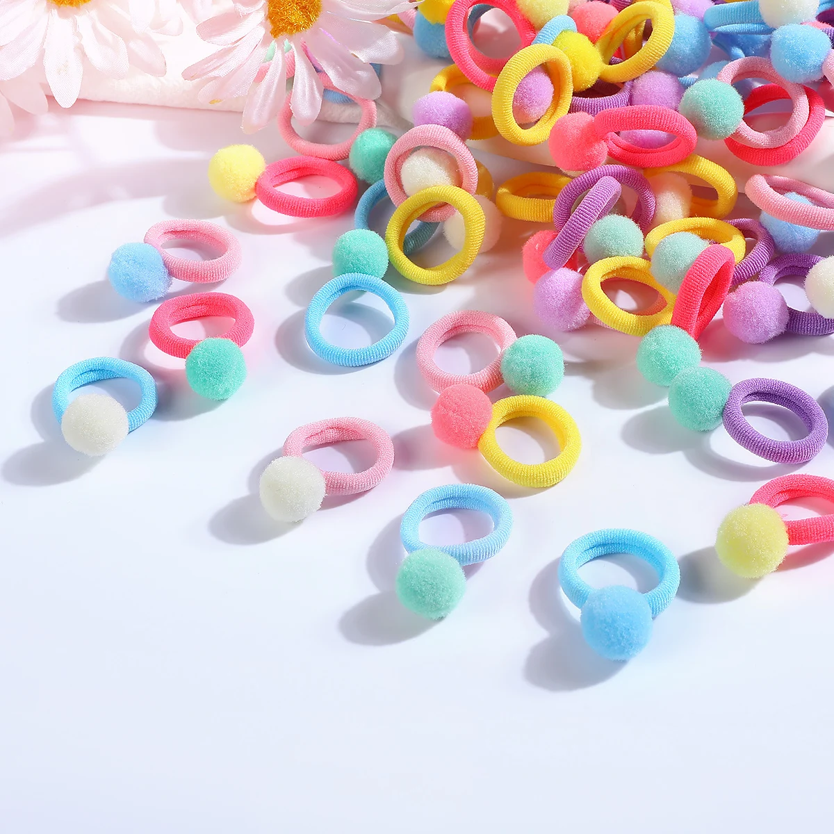 Lot D'élastiques à Cheveux 'Boule' Bleu Violet Avec Perles - Scrunchies Décoratifs Pour Queue De Cheval, Sans étiquette