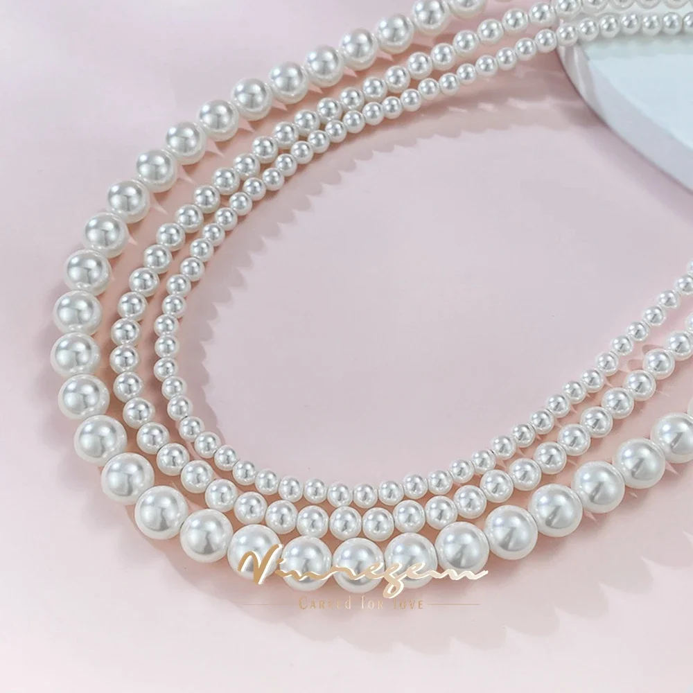 

Vinregem 4-8 MM Pearl Gemstone Elegant Necklaces for Women 18K Gold Plated 925 Sterling Silver Fine Jewelry Wedding Party Gifts