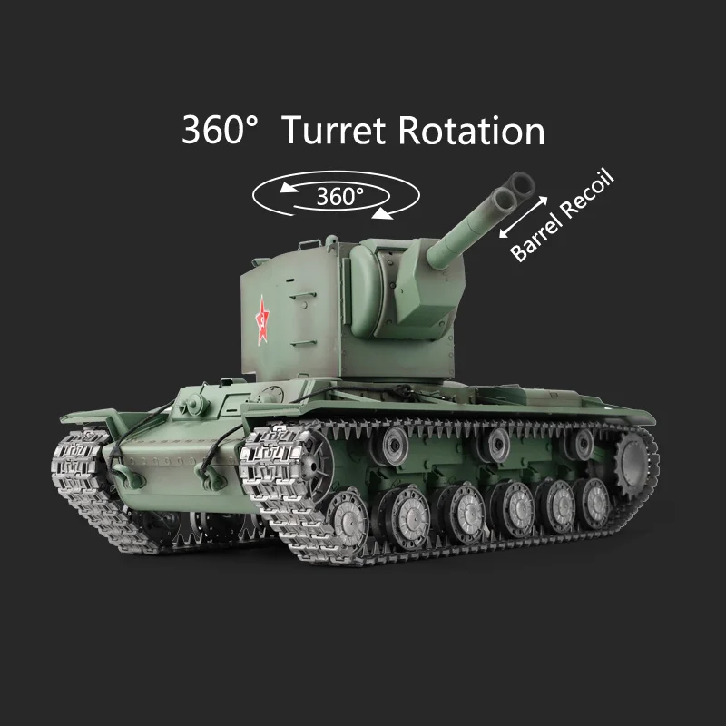 1/16 스케일 HENG LONG TK7.0 소련 KV-2 RC 탱크 기간트 3949 RTR 모델 군용 녹색 페인트 완구 성인용 모델 선물 TH19753