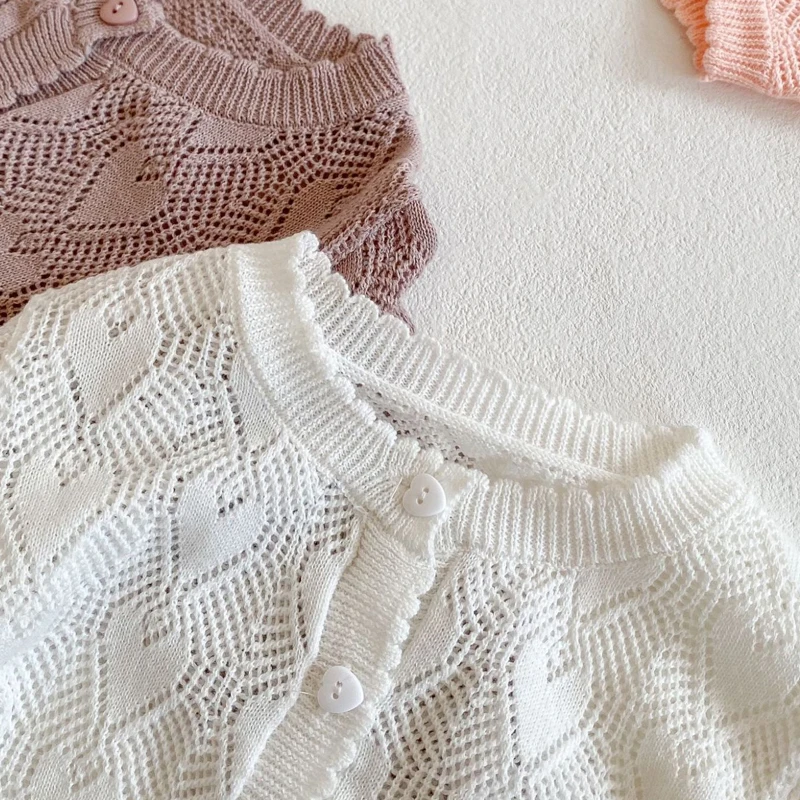 Spring New Baby Clothing 0-3 Year Old Girl Sun Protection Air Conditioning Shirt Long sleeved Knitted Hollow Coat baby girls sweater