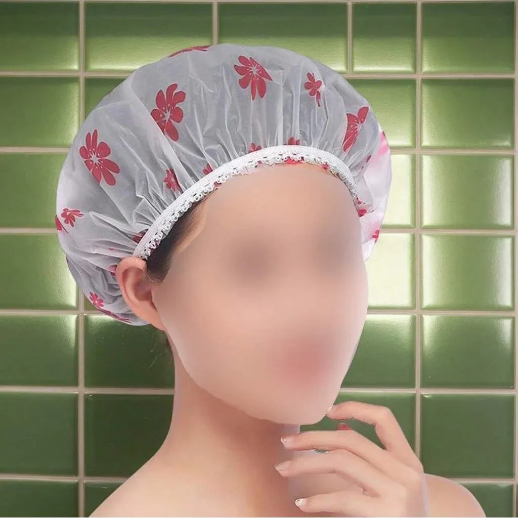 5pcs Waterproof Shower Cap WOMEN'S Household Bathing Anti-oil Smoke Hair Care Shower Cap Dry Hair Cap 6