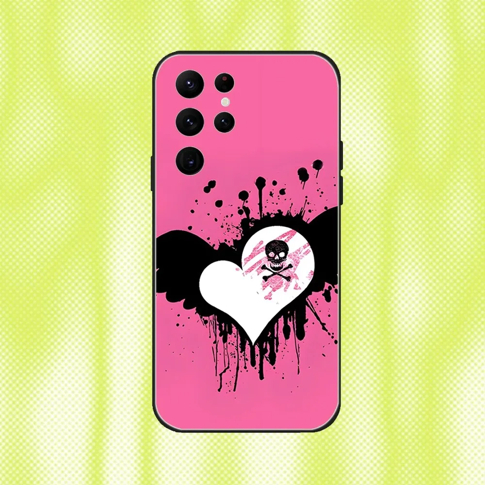 Chic Emo Goth Black Soft Phone Case - Stylish and Adorable Design