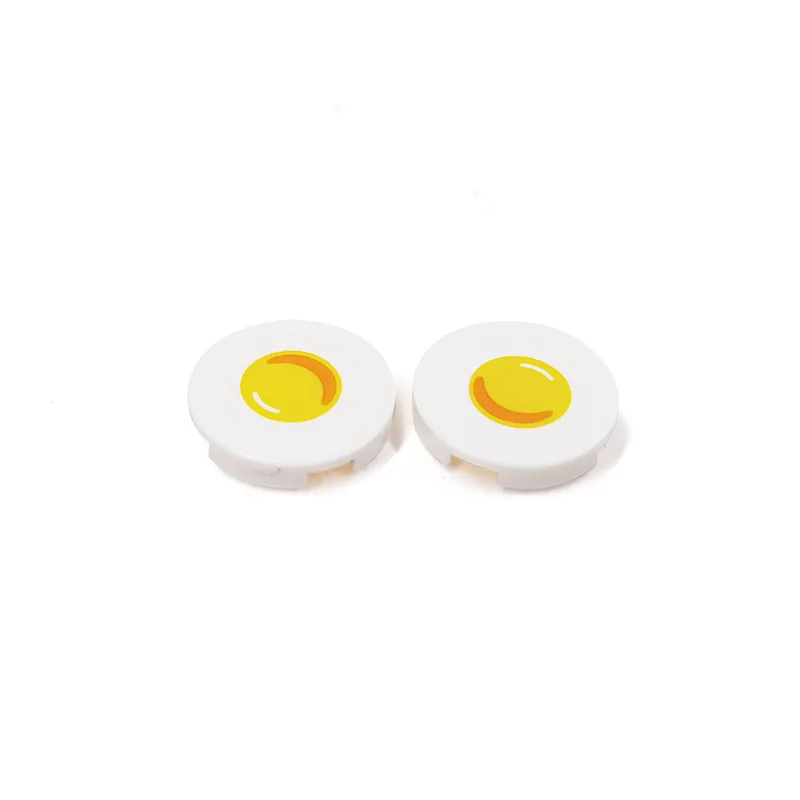 MOC 10PCS 인쇄 98138 튀긴 계란 아침 식사 패턴 빌딩 블록 인쇄 호환 벽돌 입자 DIY 장난감 어린이 아이 선물