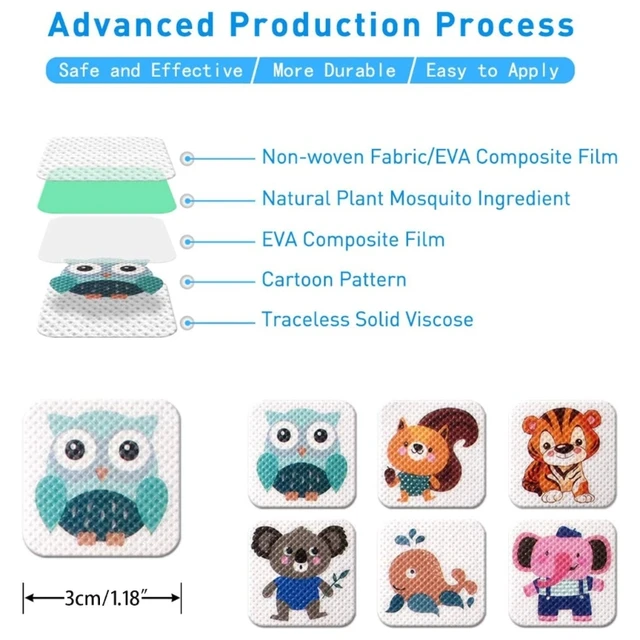 60 db Rovarmatricák Deet-Mentes Javítások Gyerekeknek Csecsemők Felnőttek Beltéri Szabadtéri Utazó Kemping Alvó - Image 6