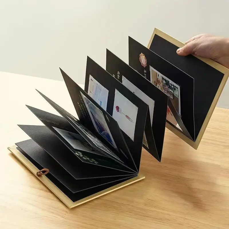 

34 pages 11.5*18cm accordion folding diy small photo album This kraft paper growing souvenir book Creative Gift folding type