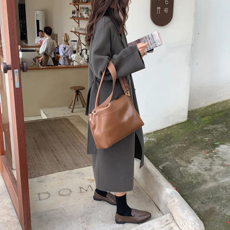 Women Double-Sided Cashmere Overcoat, Korean Belt, Double-Breasted, 100% Wool Windbreakers, Female Long Outwear, Autumn, Winter