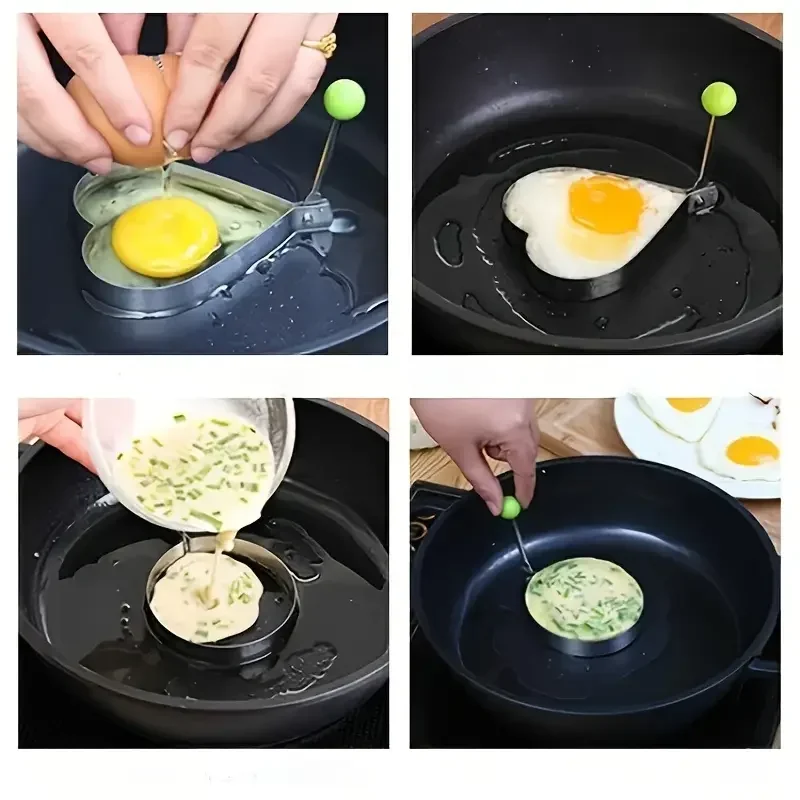 New Stainless Steel Fried Egg Mold Heart Pancake Maker Breakfast Baking Omelette Rings Cooking Tools Kitchen Accessories Gadget