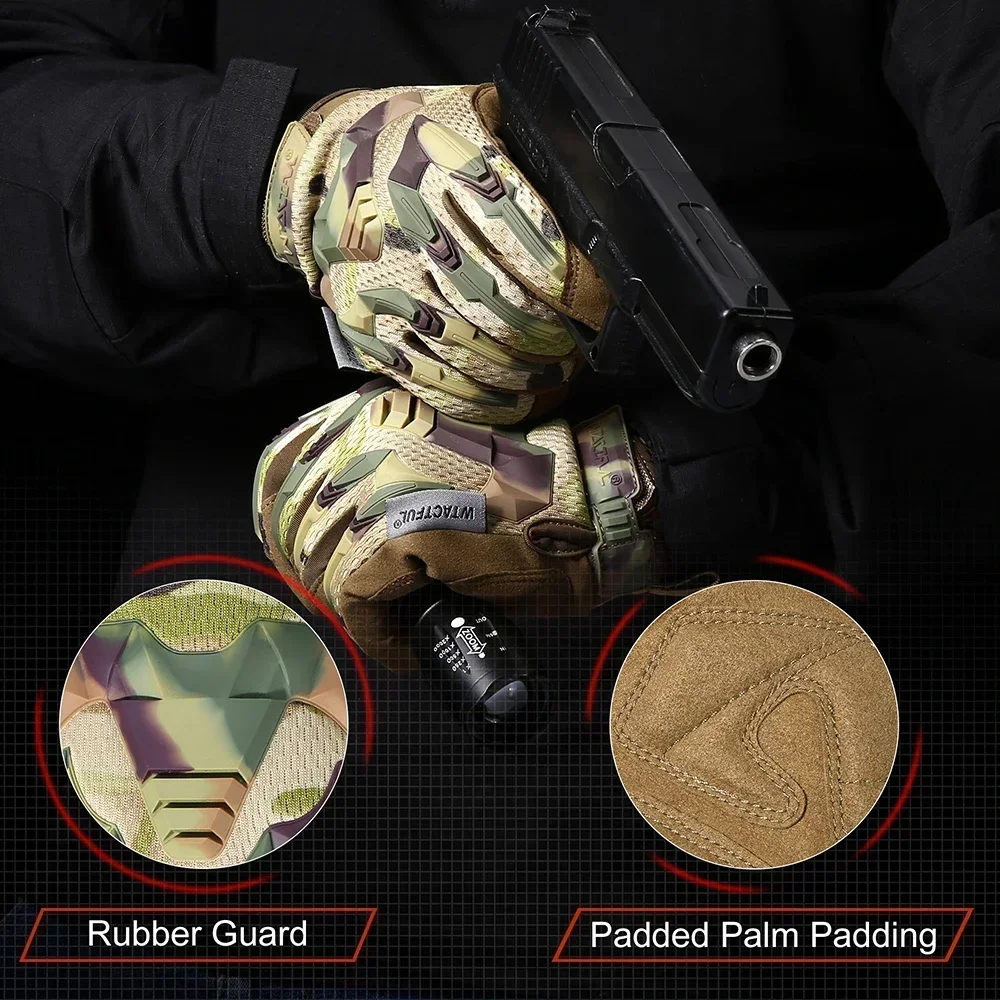 Tactical Glove Camo Gloves Combat Airsoft Bicycle Outdoor Hiking Shooting Paintball Working Hunting Full Finger Gloves for Men shooting gloves bicycle gloves