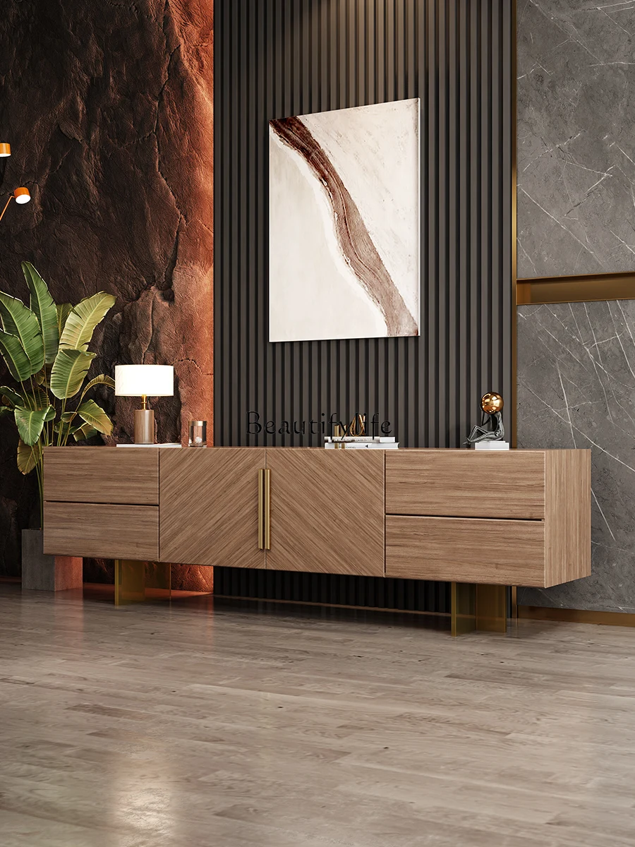 

TV Cabinet Modern Simple and Light Luxury High-Grade Storage Locker Integrated Floor