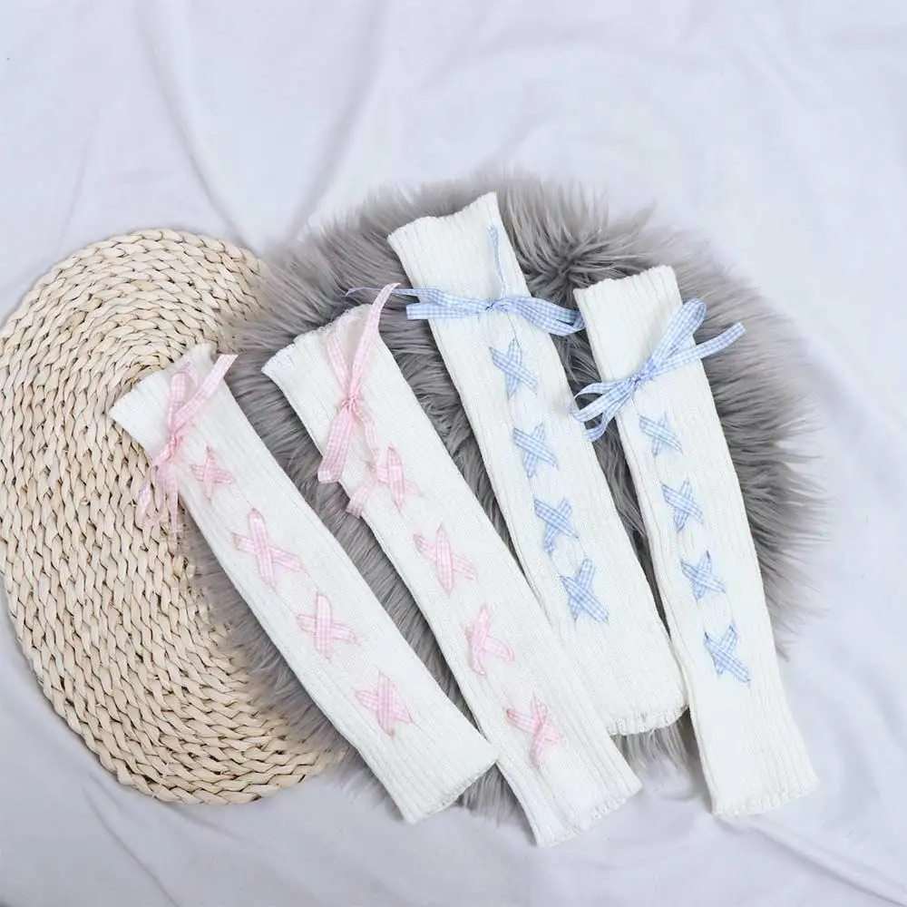 Children Leg Warmers Autumn Winter Wool Leg Warmers Japanese JK Bow Bandage Socks Cute Sweet Lolita Cosplay Foot Cover Girl Knee Protection