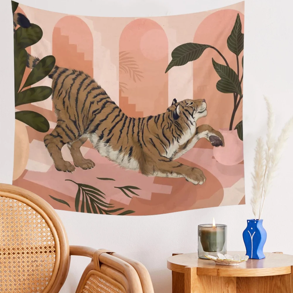 

Tiger Ainmal Cartoon Dorm Room Painted Wall Hanging Boho Decor Wall Tapestry Decoration Mural Hippie Tapiz Gobelin Home Decor