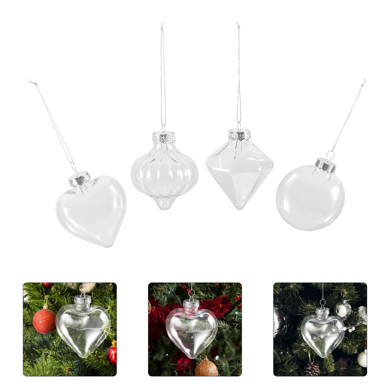 

16 Pcs Christmas Balls Transparent Plastic Decoration Pendant Hollow Pet Tree Ornaments Clear Fillable The