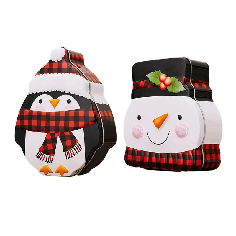 

Christmas Cookie Tins Snowman Penguin Tinplate Boxes Reusable Christmas Candy Boxes Holiday Gift With Lids For Tea Cookie Candy