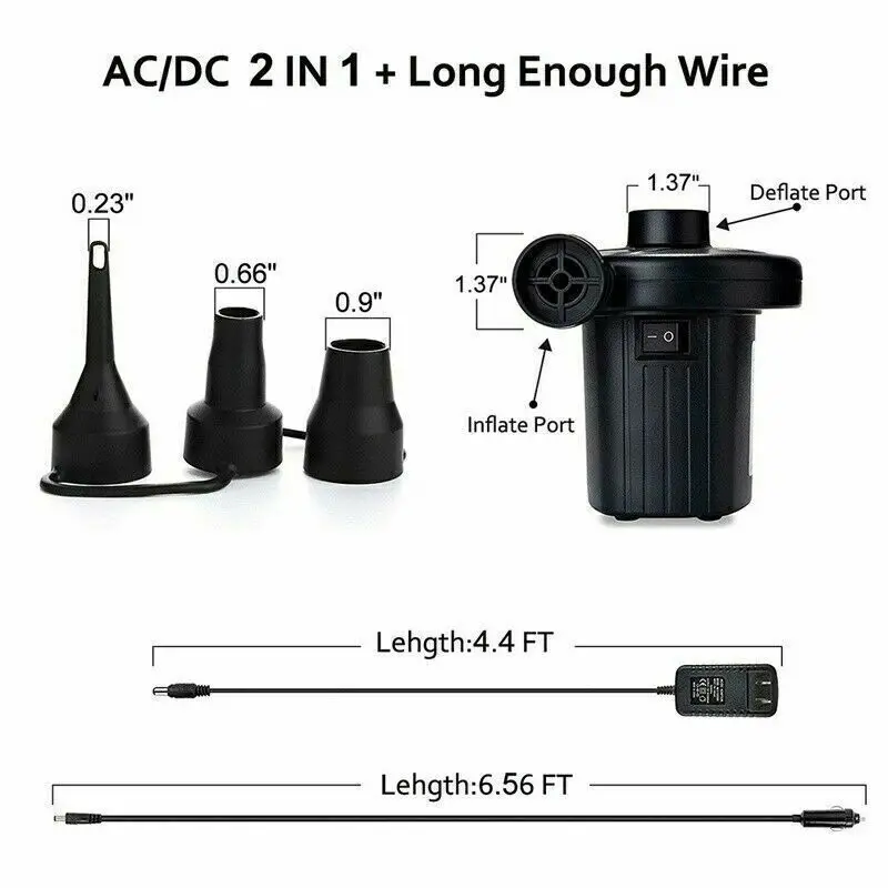 Electric Air Pump Iator For Iatables Camping Bed Mattress Swimming Pool UK