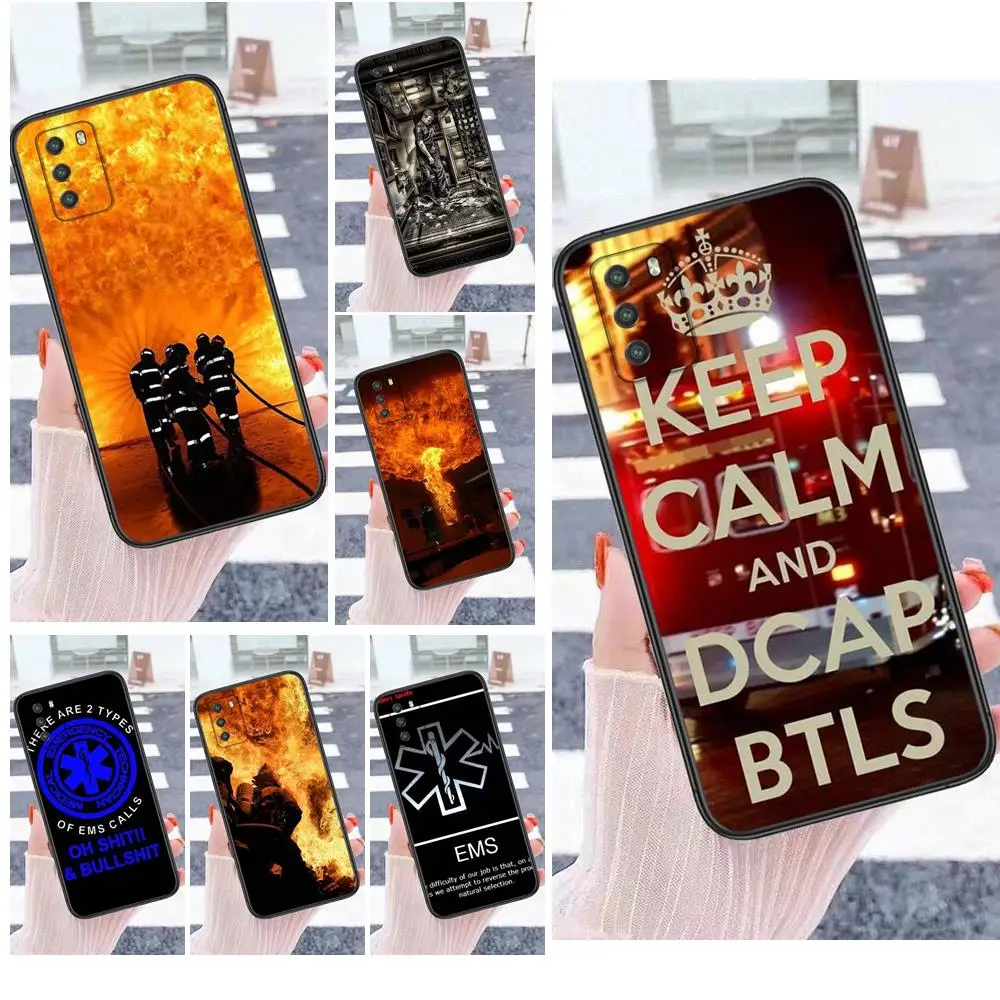 Per Samsung Galaxy S30 S21 S20 Fe S10 S10E S9 S8 S7 S6 Edge Lite Plus Ultra Emt Pompiere Fire Medical Rescue Black Back Pretty