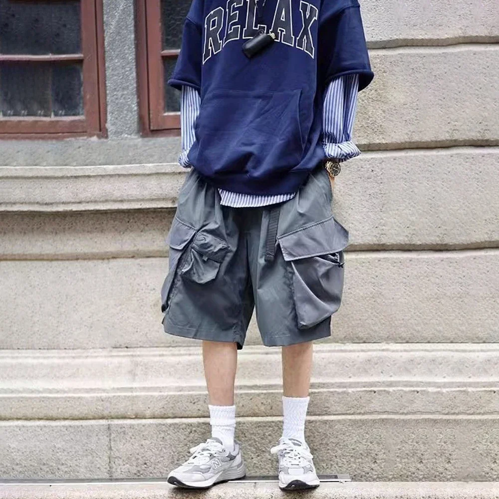 Men's Streetwear 2024 Summer Shorts Workwear Quarter Pants Fashion Trend Home Color Matching Casual Shorts Sports Beach Pants