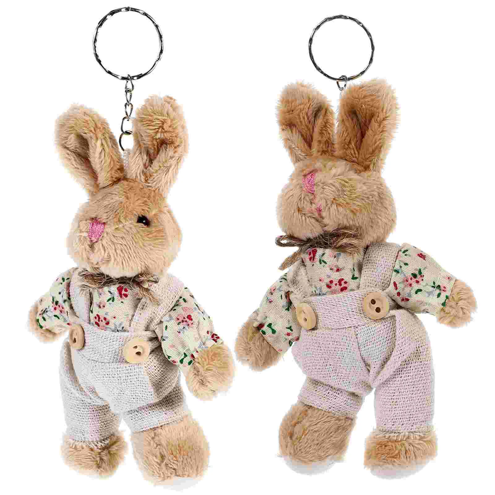 

2 Pcs The Gift Rabbit Keychain Cute Backpack Pendant Keychains for Women Plush Miss