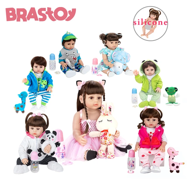 Brastoy Baby Doll Reborn Girl 48cm 100% Silicone Can Take Bath Brown Eyes  Children Gift - AliExpress