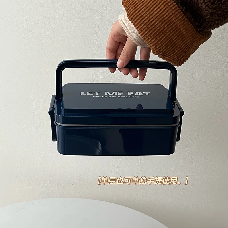 Simple style double-layer portable lunch box stainless steel inner lunch box