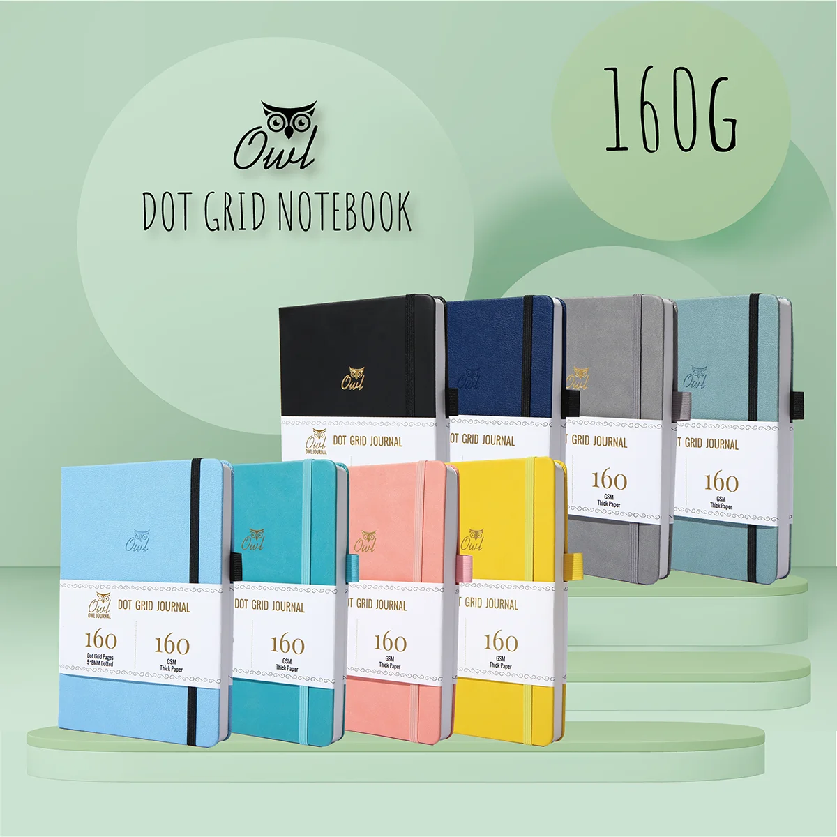 BUKE 5X5mm Journal Dot Gird Notebook 160 Pages Size 5.7X8.2 Inch 160Gsm Ultra Thick Bamboo Paper DIY Bujo Planner