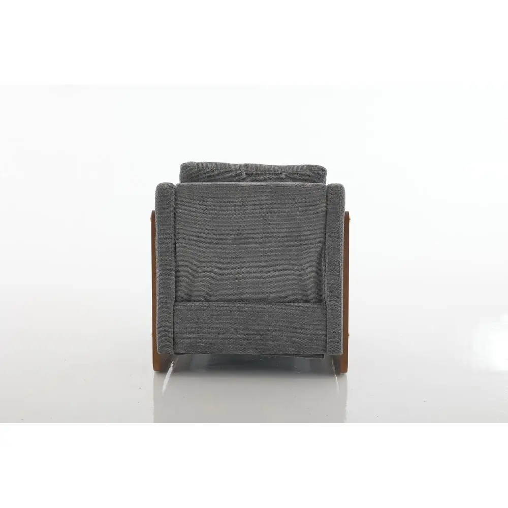 Moderner Loungesessel für das Wohnzimmer – Akzentstuhl mit Holzarmlehnen, Rückenkissen, 73,5 x 73,5 x 73,5 cm, einteiliges Set – Detail 22