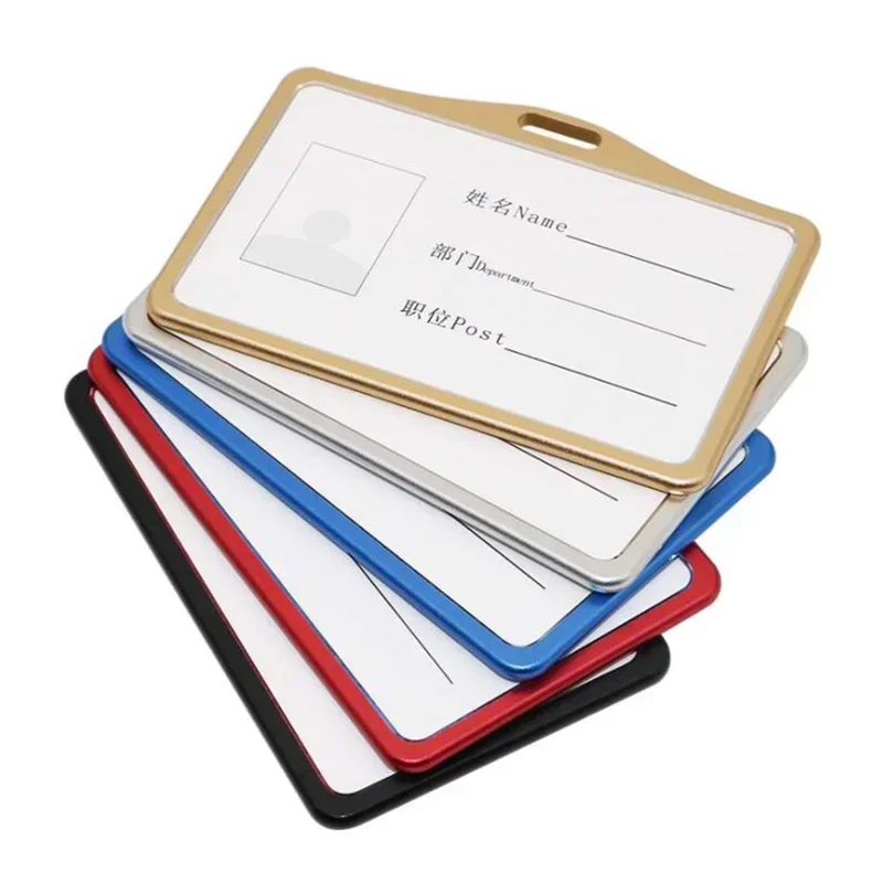 Fashion Metal Card Cover Case Bank Business Work Card Holder with ABS Retractable Badge Reel Lanyard Credit ID Card Badge Bag 6