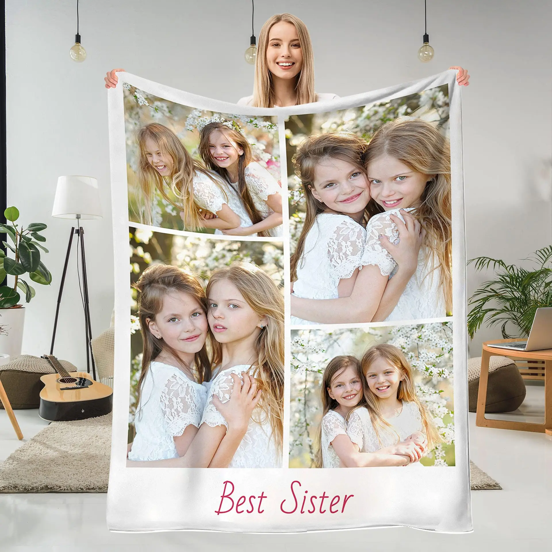 

Custom Pictures Flannel Blanket For Kids Parents Pets Birthday Anniversary Gift 70x100cm Soft All Season Personalized Blanket