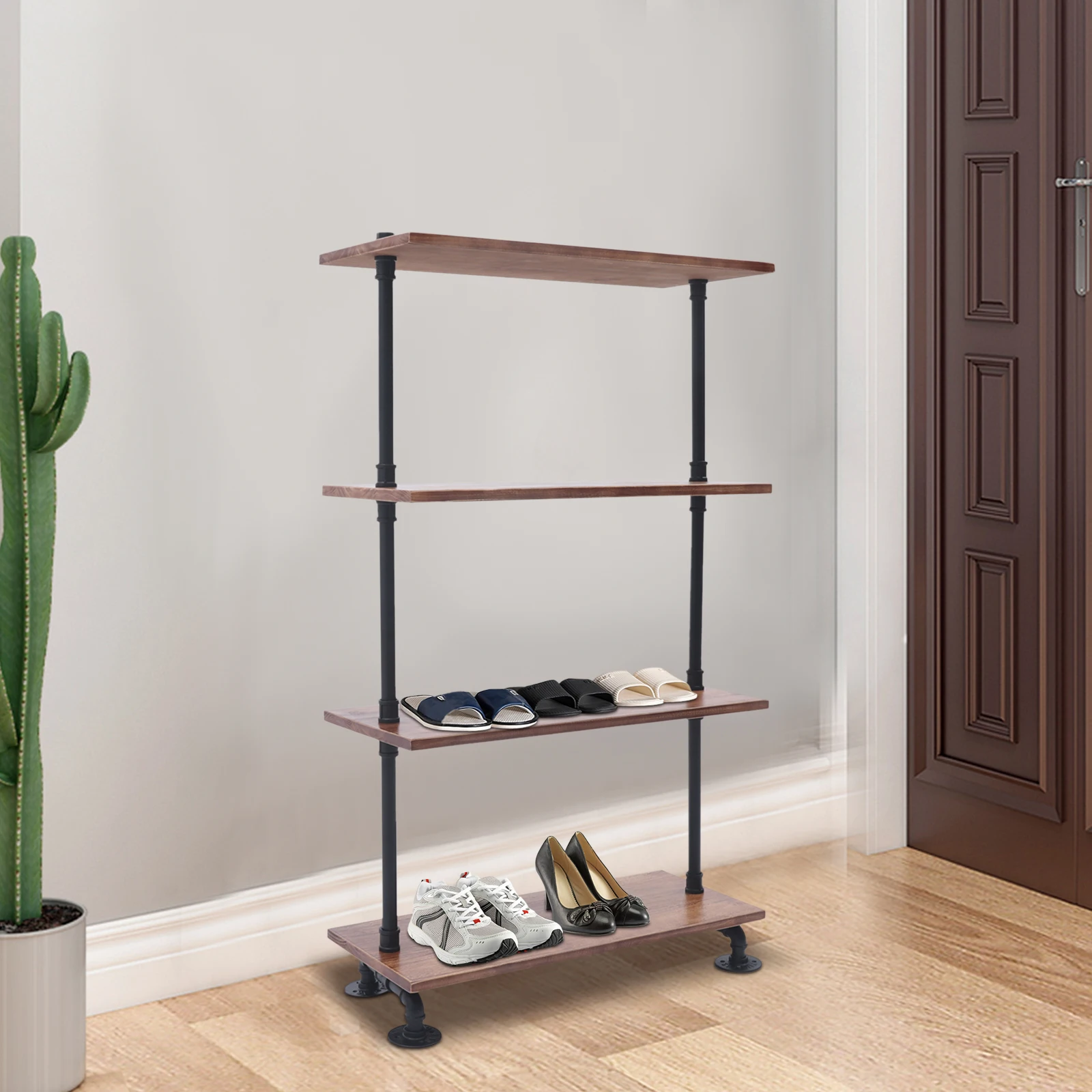 

4 Tiers Industrial Iron Pipe Shelving DIY Shelf Bookshelf Bracket Standing Rack 4 Tiers Industrial Iron Pipe Shelving DIY Shelf