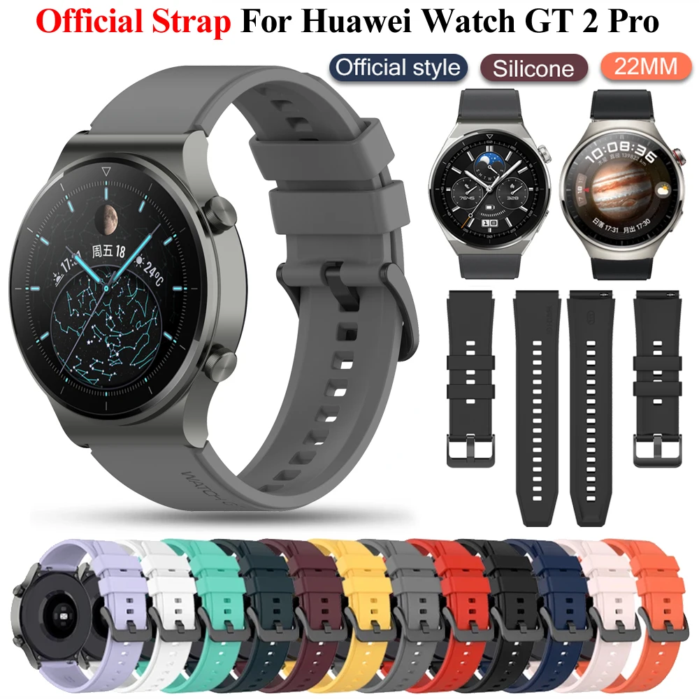 Pulseira de substituição de silicone para relógio Huawei, pulseira oficial, pulseira original, GT2 Pro, GT3, GT4, 2, 46mm, 22mm