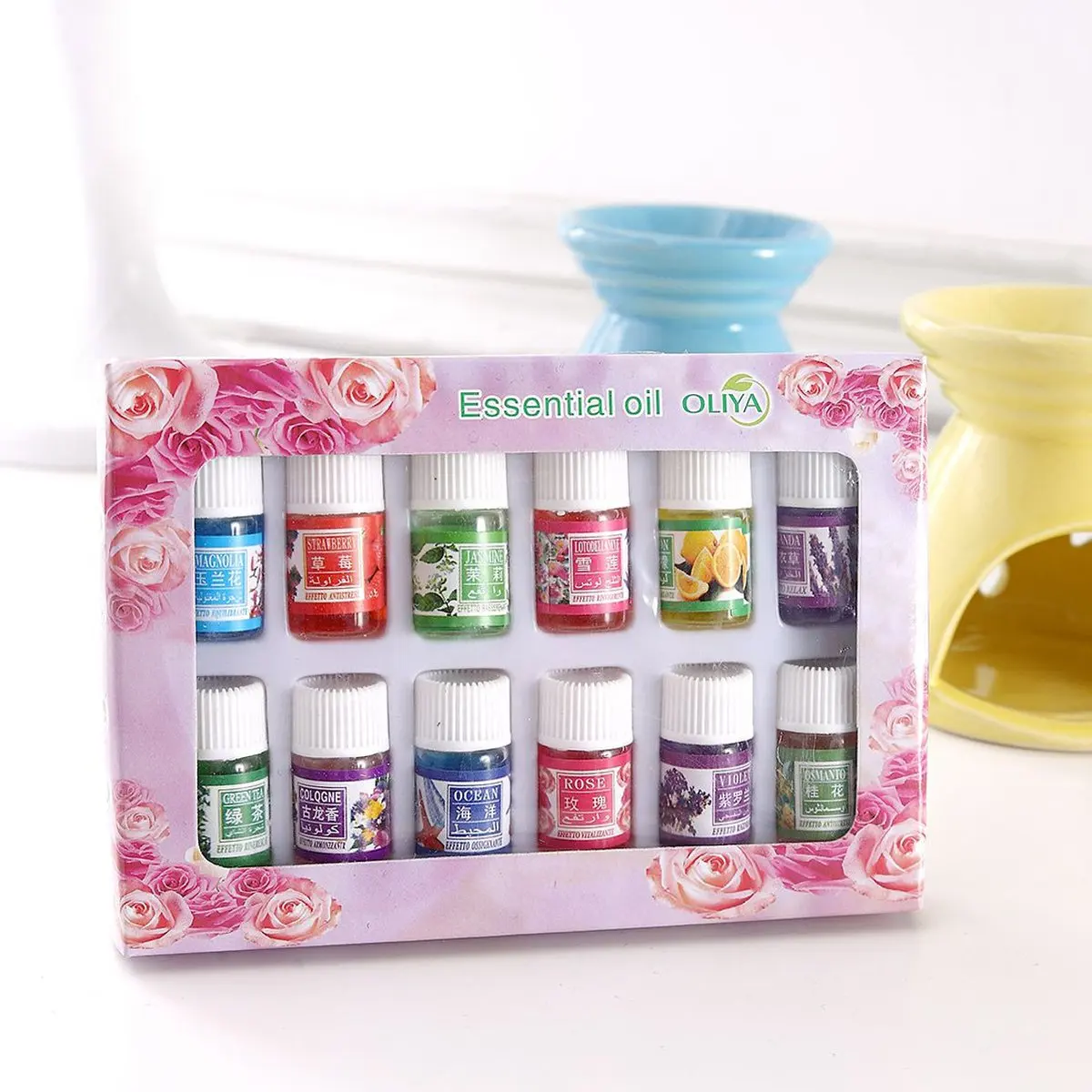 12pcs/set 100% Pure Lavender Sandalwood Essential Oils Pack for Aromatherapy with 12 kinds of Fragrance 3ml/bottle Skin Care 10ml pure natural lavender essential oil diffuser eucalyptus neroli jasmine mint geranium rose tea tree aroma oil with dropper