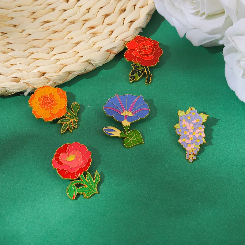 

New Pastoral Style Purple Morning Glory Enamel Badge Cartoon Badge Plant Series Alloy Brooch Bag Dress Collar Jacket Accessory