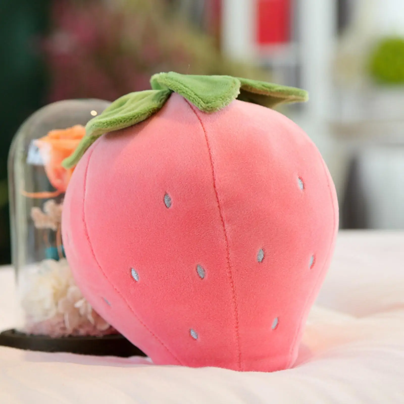 

Strawberry Plush Toy Throw Pillow Fruits Plush Toy for Home Office Decoration Pink