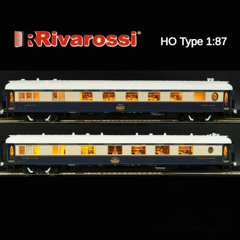 

HO Train Model 1/87 RIVAROSSI HR4322 Orient Express Fourth and Fifth Generation Dining Car Two-car Train Model with Lights