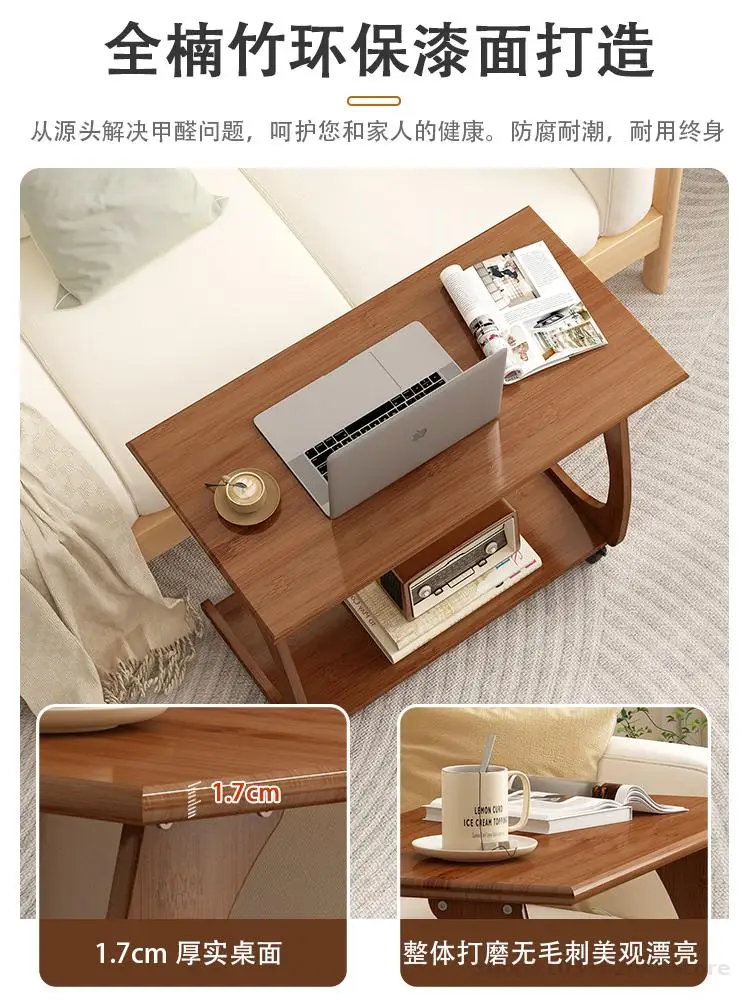Sofa Side Table Small Coffee Table Movable Small Living Room Household Apartment Bedside With Wheels