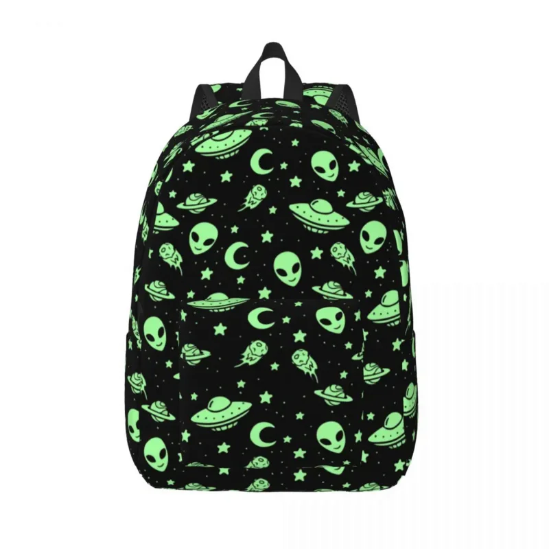 

Schoolbag Student Green Alien UFO Moon Shoulder Laptop Bag School Backpack