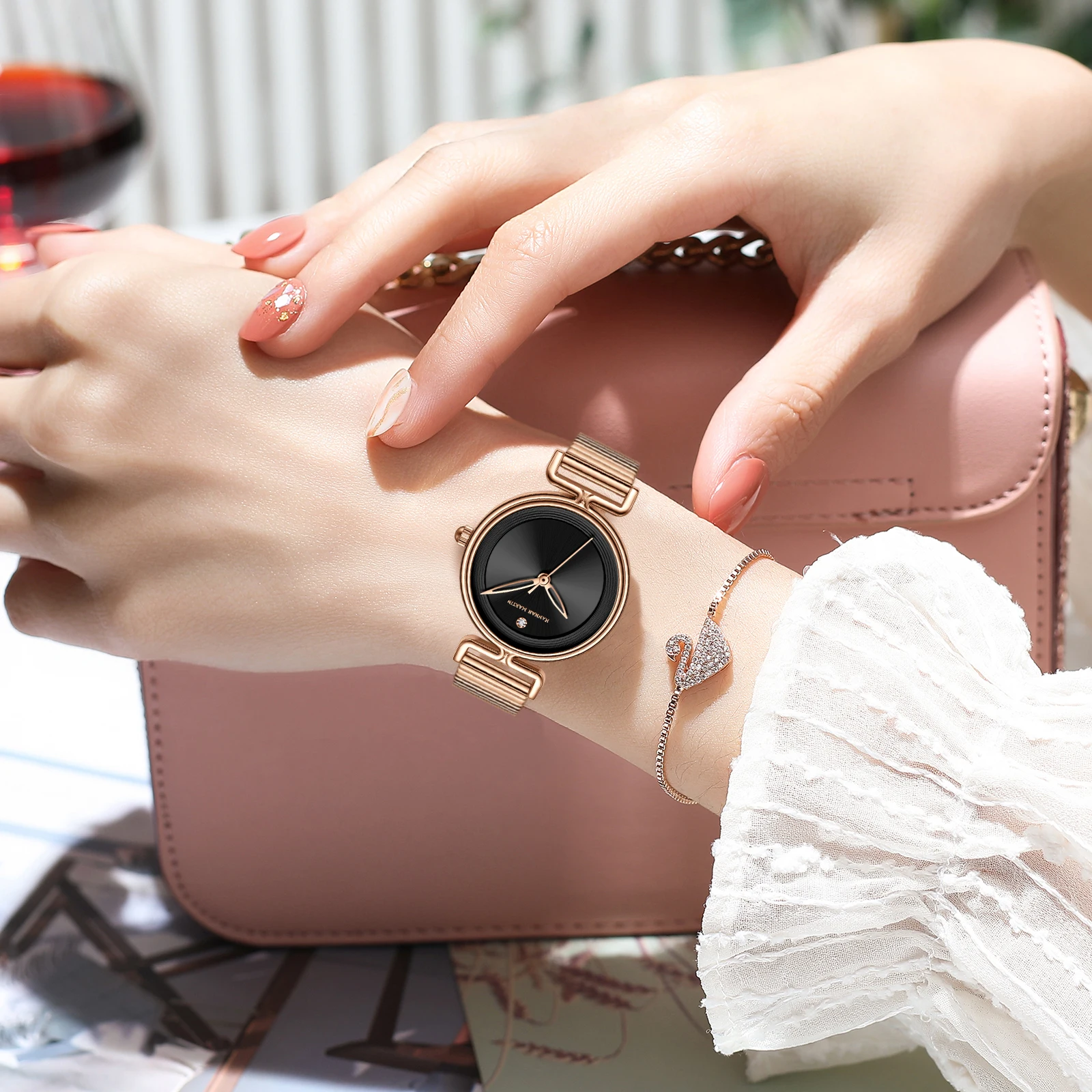 Hannah Martin Top Brand Original Women's Watch 29mm Mini Dial Rose Gold Luxury Fashion Japanese Quartz Movement Watch for Women 6