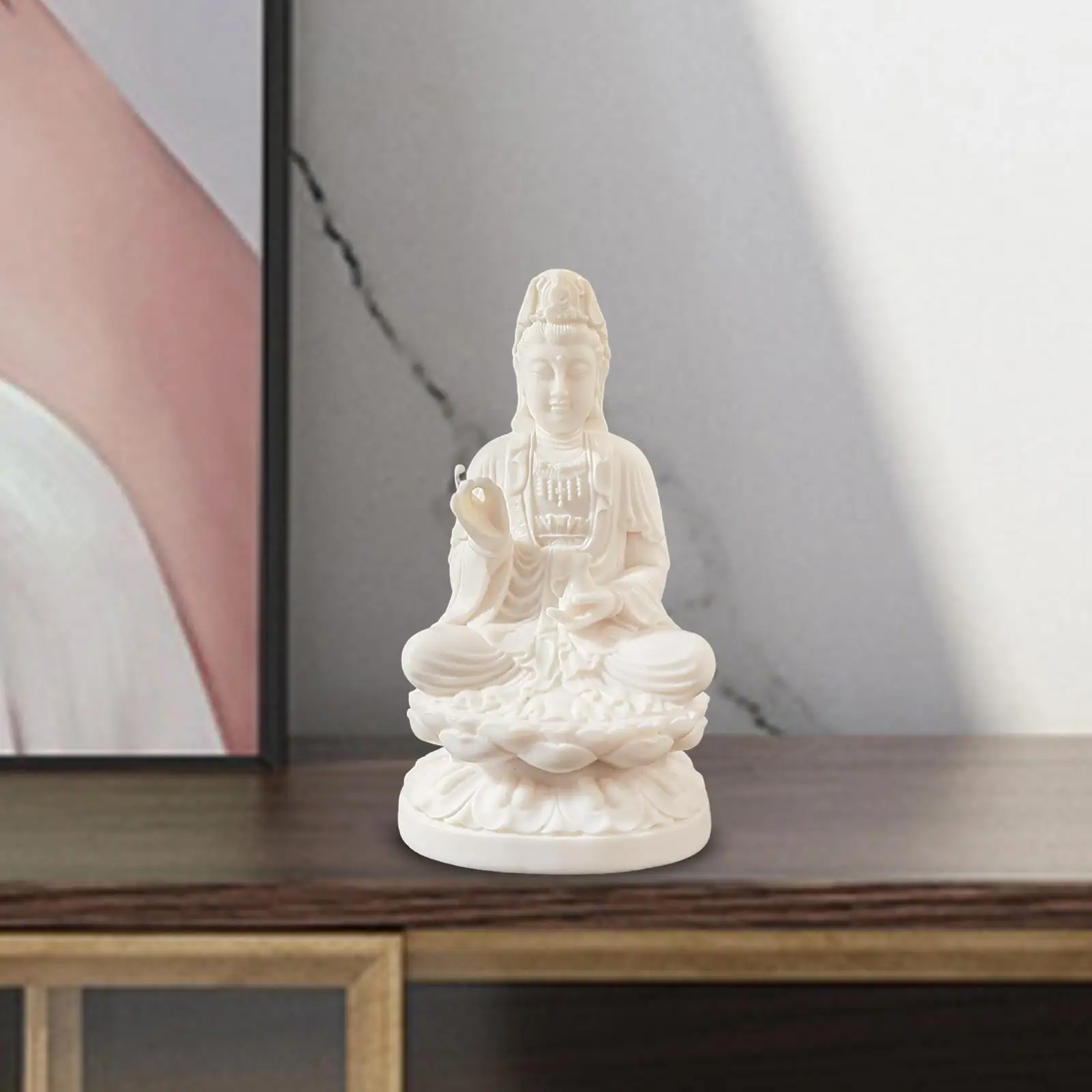 Bodhisattva Figurine Lightweight Handmade Engrave Decor Guanyin Statue for Tabletop Office Living Room Party Favors Supplies
