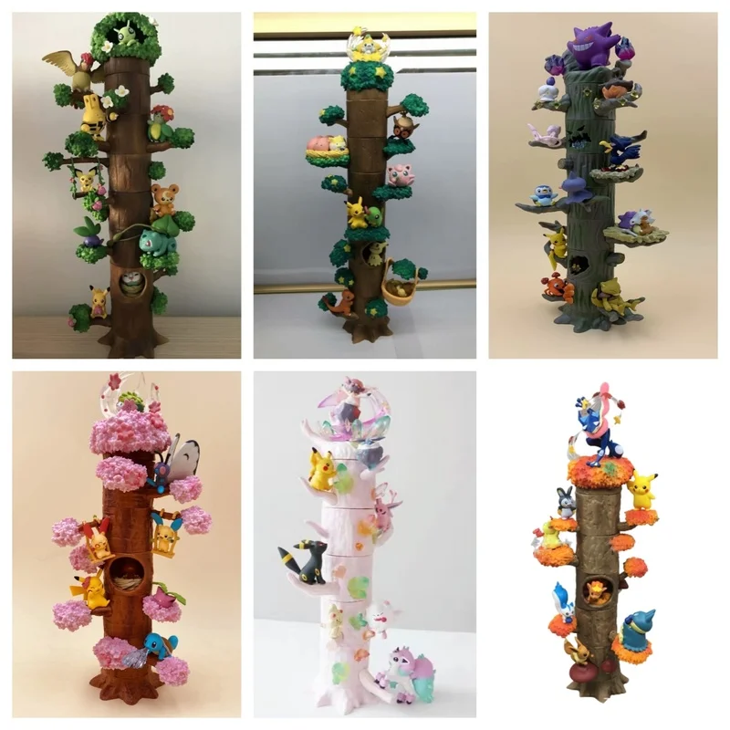 

Cute Pokemon Action Figure Toys Anime Eevee Squirtle Greninja Stackable Forest Stump Kawaii Cartoon Doll Gifts For Kids