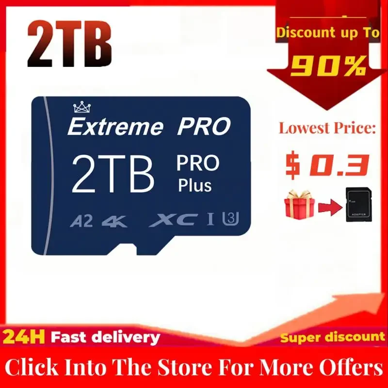 Scheda Di Memoria 2Tb Sd/Tf Flash Card 1Tb 512Gb 256Gb Mini Sd Card Uhs-1 Flash Memory Card 64Gb Con Pacchetto Adattatore Sd Gratuito