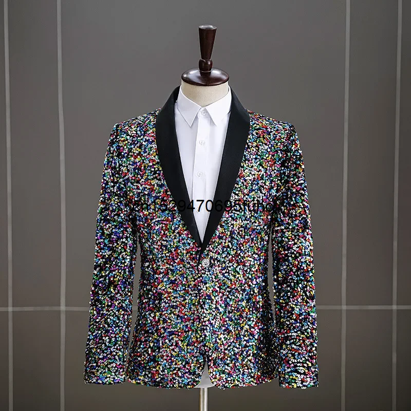 Men's Dress Sequins Fashion Stage Performance Suit Blazer