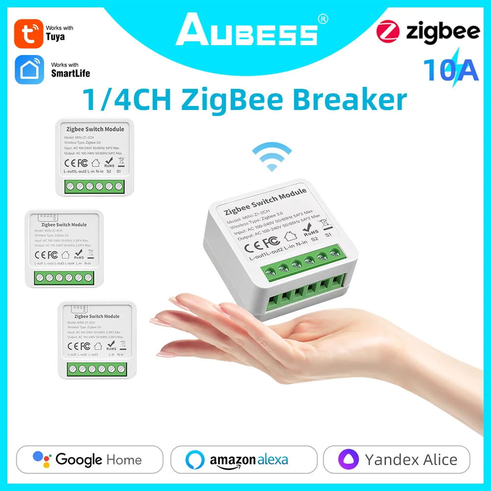 Умный выключатель Zigbee, 1/2/3/4 каналов, 10 А/16 А