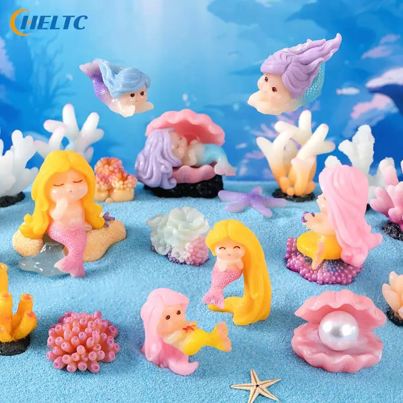 1pcs Cute Micro Landscape Colorful Artificial Coral Mermaid Resin Ornaments For Fish Tank Aquarium Home Decorations Accessories