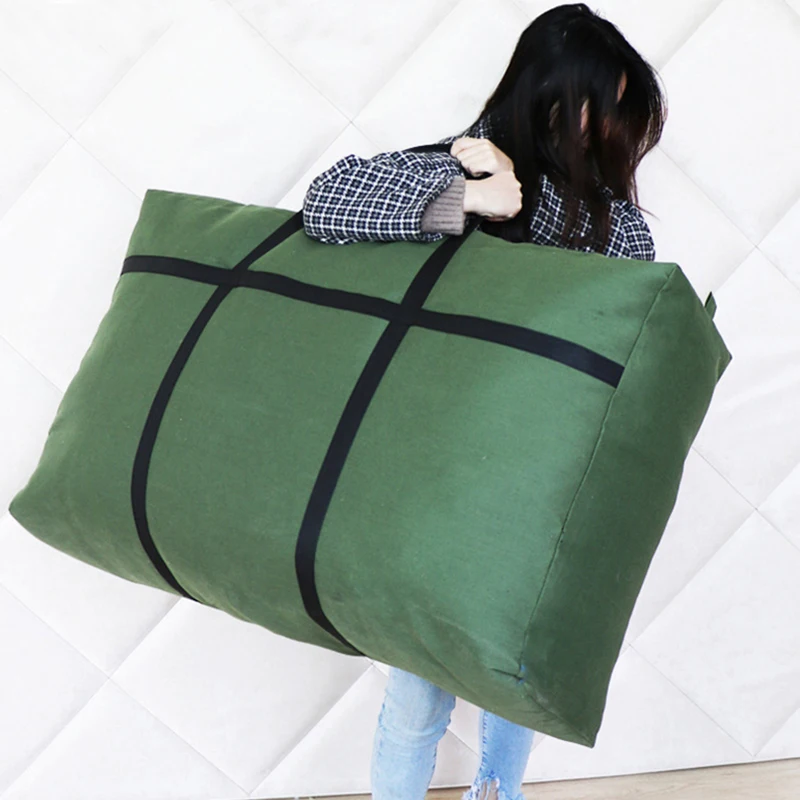 Heavy Duty Extra Large Capacity Storage Bags Green Thickened Canvas Moving Bags Moving Supplies Space Saving Clothes Organizer 2