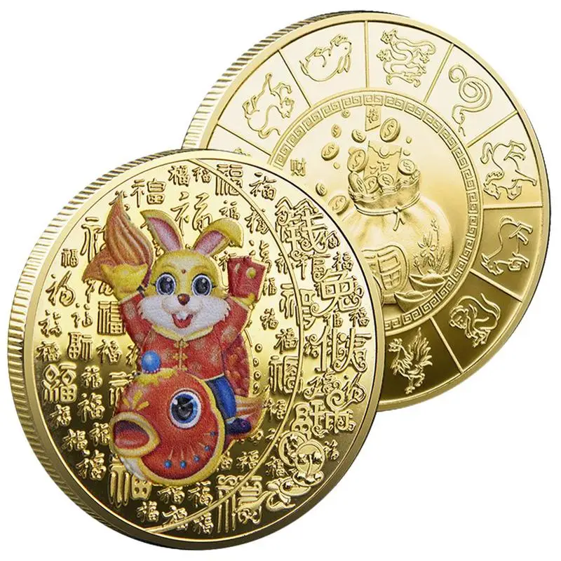 

Year Of Rabbit Coin Chinese Zodiac Rabbit Commemorative Coins 2023 China Lunar Year Craft Decorations Lucky Souvenir Gifts For