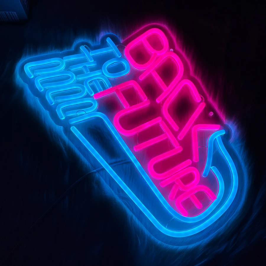백 투 더 퓨처 네온사인, 벽 장, LED 레트로 영화 네온 USB 작동, 게임룸, 남자들의 동굴, 바 장식.