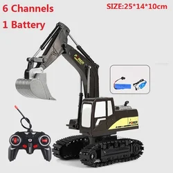 Remote Control Construction Vehicle Toy Set for Kids - RC Excavator and Dump Truck Gift Pack (6CH Black 1B)