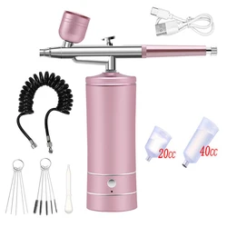 Portable Airbrush Kit for Nail Art, Cake Decorating, and Craft Painting (Pink)